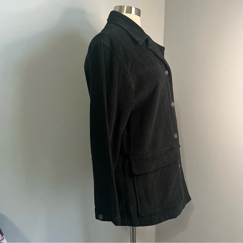 Liz Claiborne LizSport S Petite Black Corduroy Button Front Barn Jacket - Picture 3 of 12